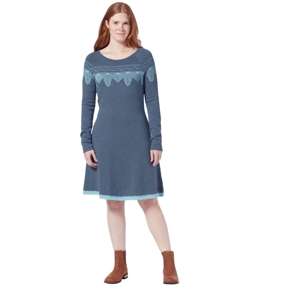 Royal Robbins New Size S Sea Blue Nordic Merino Wool Long Sleeves Sweater Dress